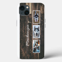 Rustic Three Photo Wood Collage Name Case-Mate i
