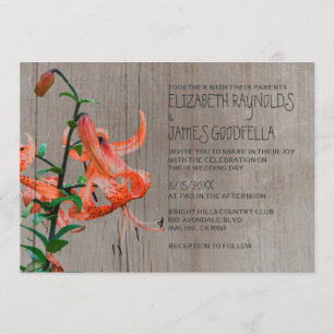 Rustic Tiger Lily Wedding Invitations