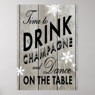 Rustic Time to Drink Champagne Holiday Poster