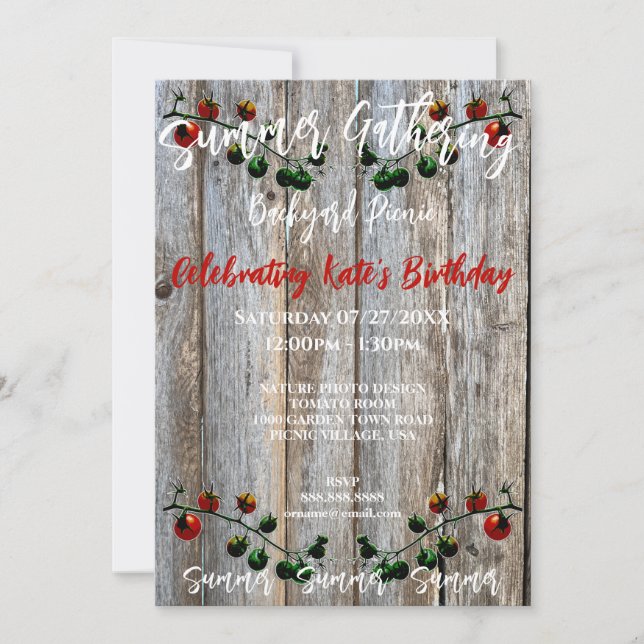 RUSTIC TOMATO VINE PHOTO SUMMER INVITATION  (Front)