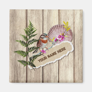 Rustic Torn Paper Wood Oil Paint Personalise Name Magnet