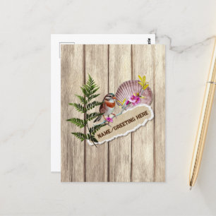 Rustic Torn Paper Wood Oil Paint Personalise Name Postcard