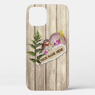 Rustic Torn Paper Wood Oil Paint Personalize Name iPhone 12 Case
