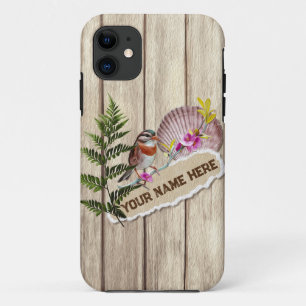 Rustic Torn Paper Wood Oil Paint Personalize Name iPhone 11 Case
