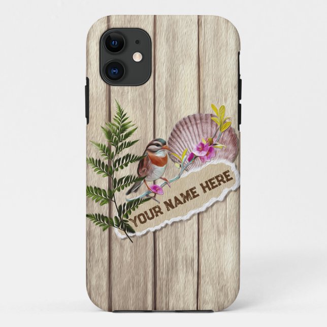 Rustic Torn Paper Wood Oil Paint Personalize Name Case-Mate iPhone Case (Back)