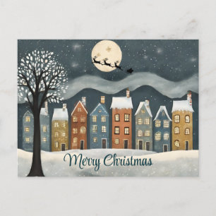 Rustic Town Christmas Postcard