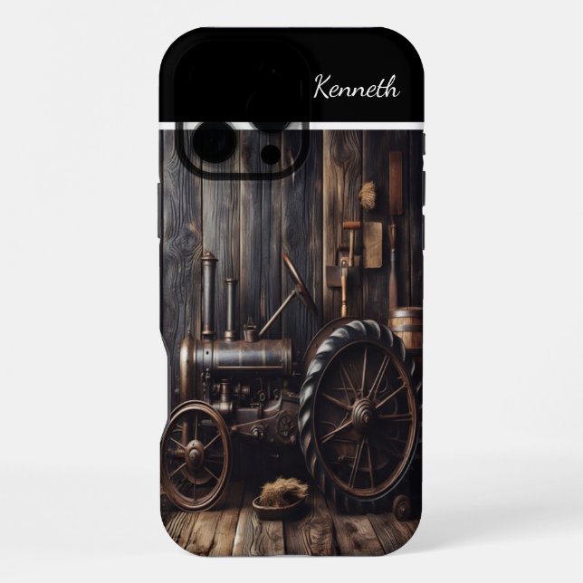 Rustic Tractor in a Barn iPhone Case (Back)