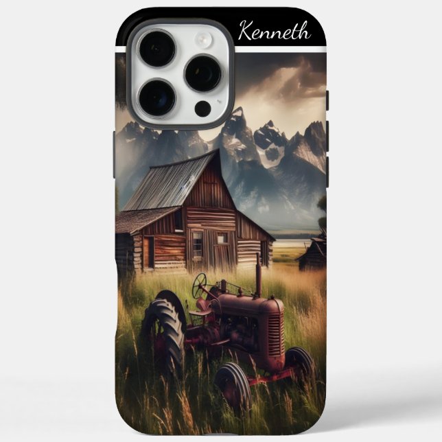 Rustic Tractor & Mountain View Case-Mate iPhone Case (Back)