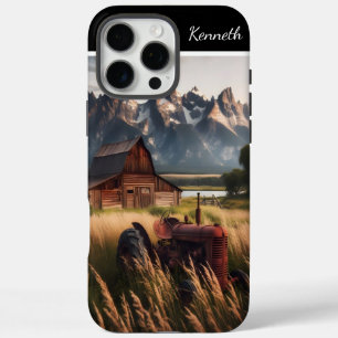 Rustic Tractor Under Snowy Peaks iPhone 16 Pro Max Case