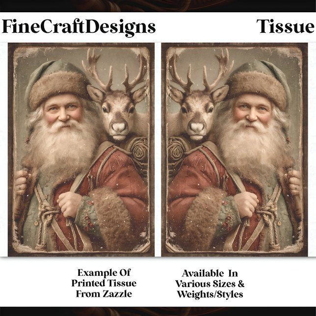 Rustic Traditional Santa, Reindeer DT9B Decoupage Tissue Paper (Creator Uploaded)