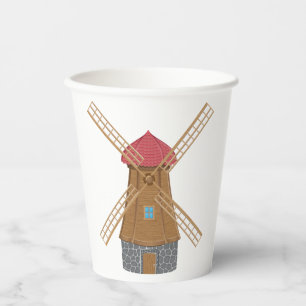Rustic Traditional Wooden Windmill Paper Cups