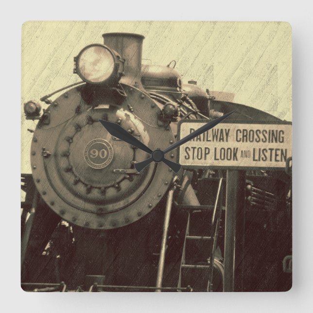 Rustic Train Wall Clock (Front)