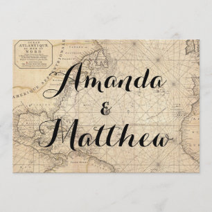 Rustic Travel Inspired Map Wedding Invitation