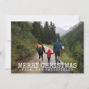 Rustic Travel Mountainous Hike Family Christmas Holiday Card