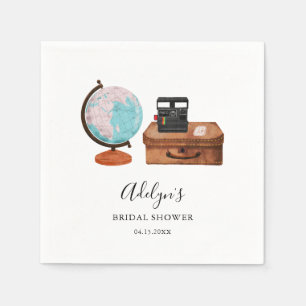 Rustic Travel Suitcase Bridal Shower Napkin