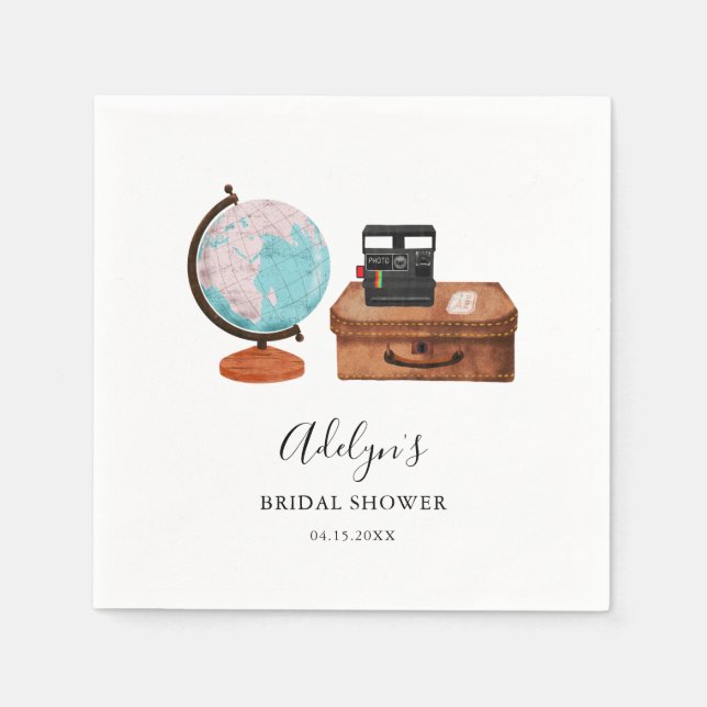 Rustic Travel Suitcase Bridal Shower Napkin (Front)