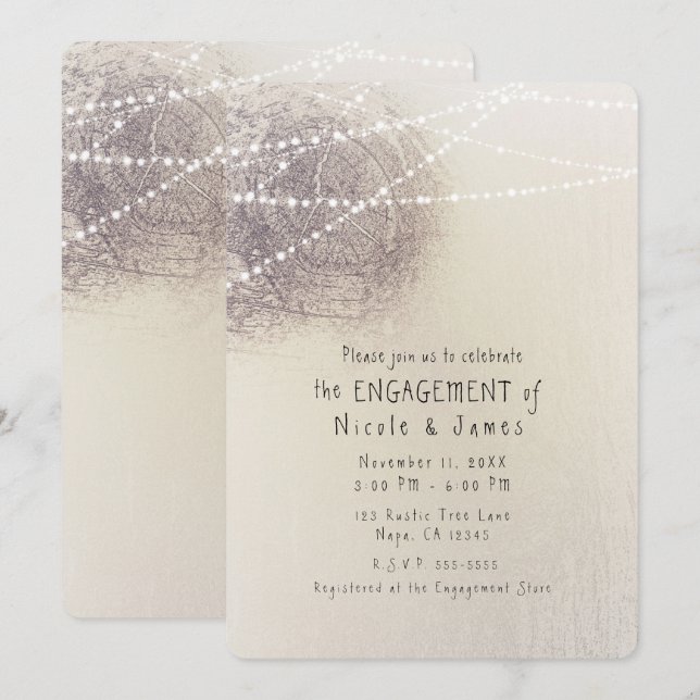 Rustic Tree Bark Country Minimal Engagement Shower Invitation (Front/Back)