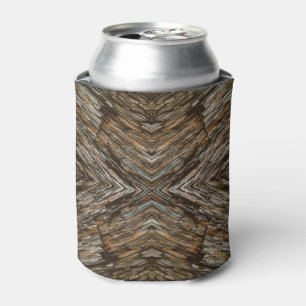Rustic Tree Bark Photo Southwest Diamond Pattern Can Cooler