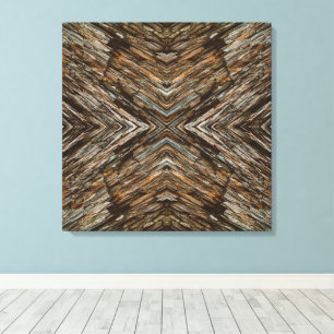 Rustic Tree Bark Photo Southwest Diamond Pattern Canvas Print