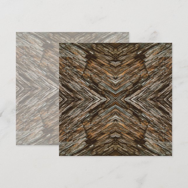 Rustic Tree Bark Photo Southwest Diamond Pattern Card (Front/Back)