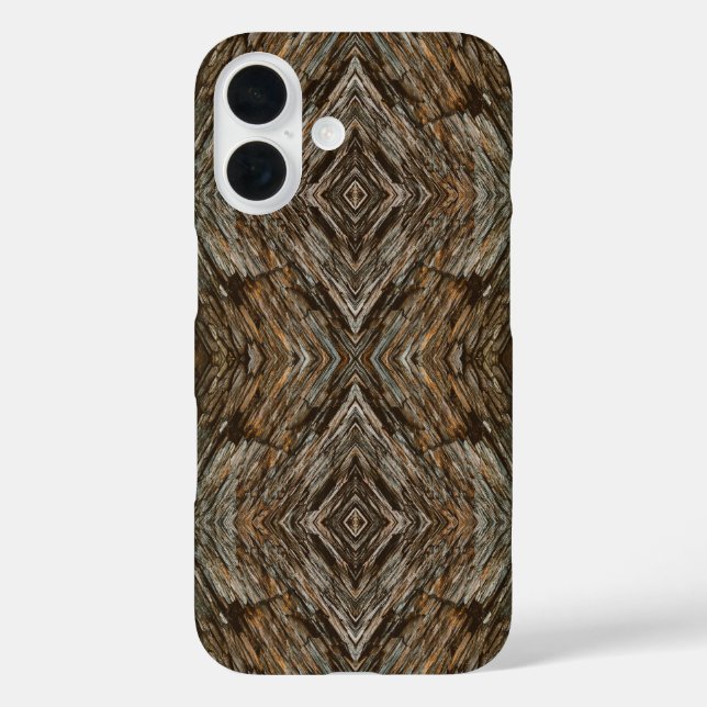 Rustic Tree Bark Photo Southwest Diamond Pattern Case-Mate iPhone Case (Back)