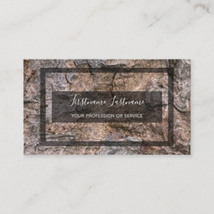Rustic tree bark surface grey rectangle framed business card