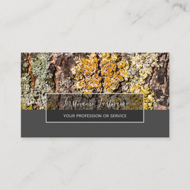 Rustic tree bark surface grey rectangle stripes business card (Front)