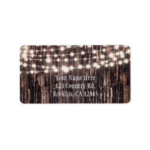 Rustic Tree Bark Wood & Lights Fall Invitation Label
