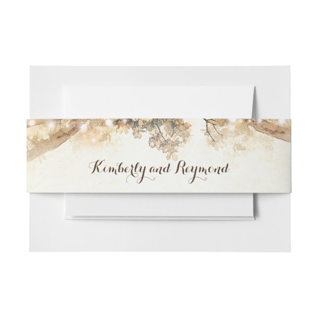 Rustic Tree Branches and Lights Invitation Belly Band (Front Example)