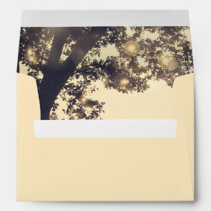 Rustic Tree Branches and String Lights Envelope