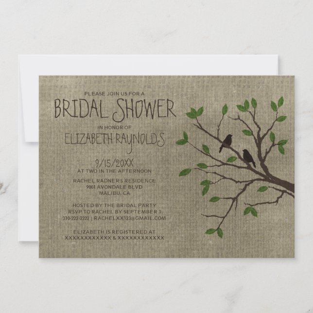 Rustic Tree Branches Bridal Shower Invitations (Front)