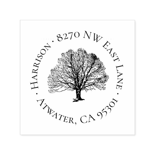 Rustic Tree Circle Address Stamp (Design)