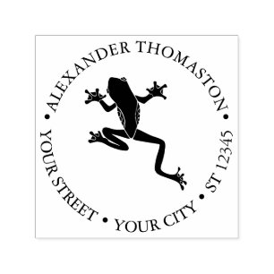 Rustic Tree Frog #2 Amphibian Round Name Address Self-inking Stamp