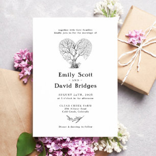 Rustic Tree Heart Boho Wedding Invitation