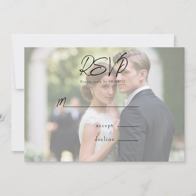 Rustic Tree Heart Photo Wedding Rsvp Cards (Front)