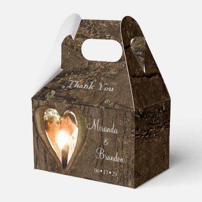 Rustic Tree Heart Wedding Photo Thank You Favour Box (Front Side)