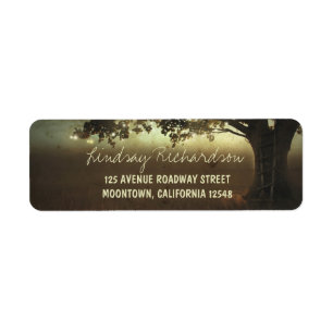 rustic tree lights wedding return address labels