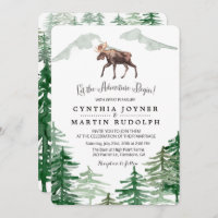 Rustic Tree Moose Wedding Invitation