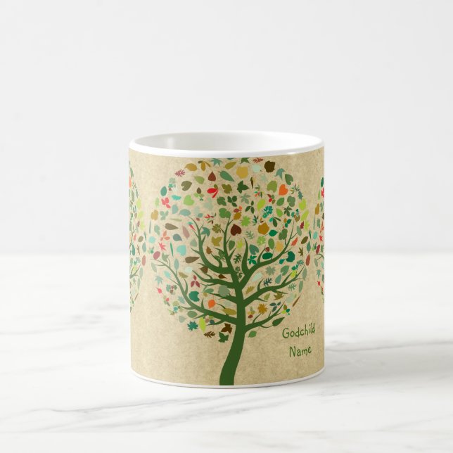 Rustic Tree of Life Teen Goddaughter Personalised Coffee Mug (Center)
