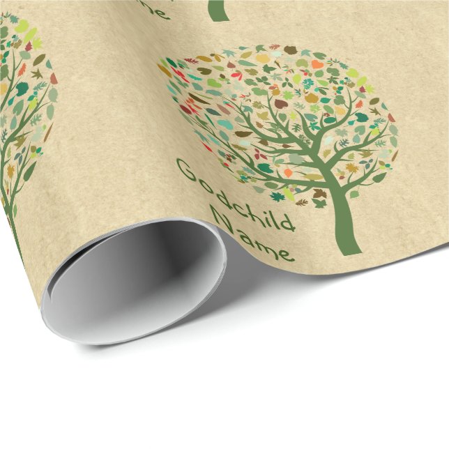 Rustic Tree of Life Teen Goddaughter Personalised Wrapping Paper (Roll Corner)