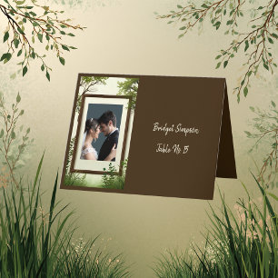 rustic tree photo frame single seating card