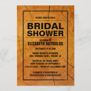 Rustic Tree Ring Bridal Shower Invitations
