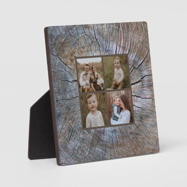 Rustic tree-ring distressed wood grain rustic tree plaque (Front)