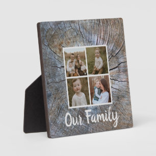 Rustic tree-ring distressed wood grain rustic tree plaque