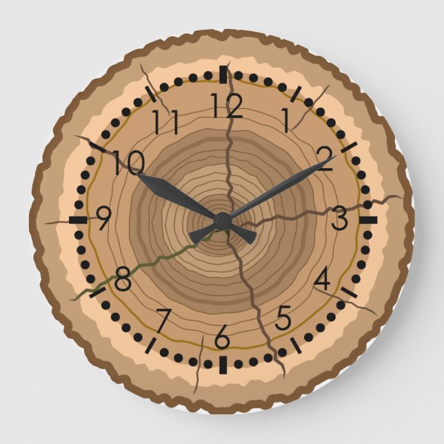 Rustic Tree Ring Large Clock (Front)