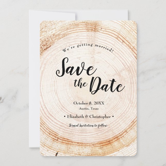 Rustic Tree Rings Wedding Save the date photo  Invitation (Front)