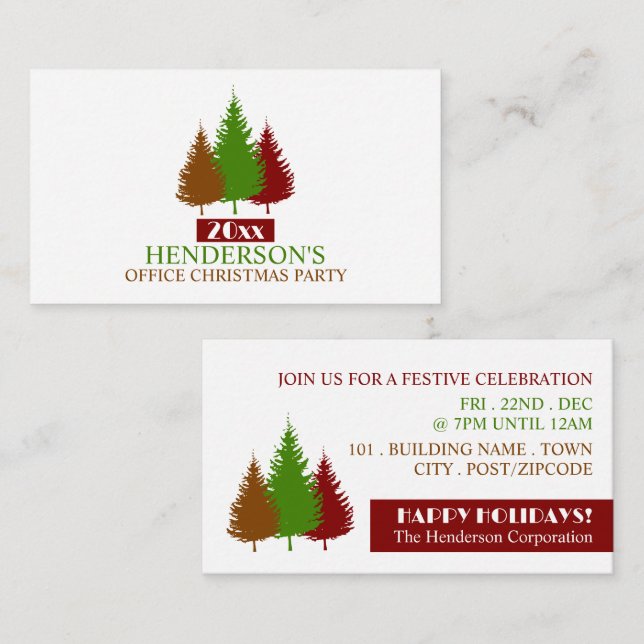 Rustic Tree Silhouettes, Christmas Party Ticket Enclosure Card (Front/Back)