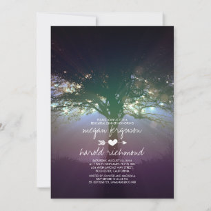 Rustic Tree String Lights Garden Rehearsal Dinner Invitation
