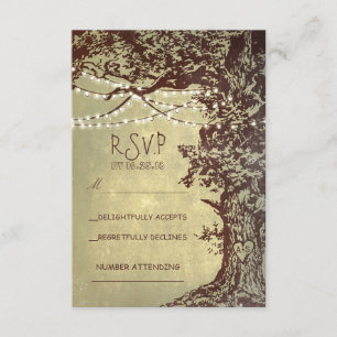 Rustic tree & string lights wedding RSVP