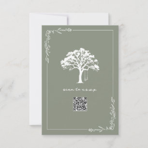 Rustic Tree Swing Sage Green QR Code Wedding RSVP Card
